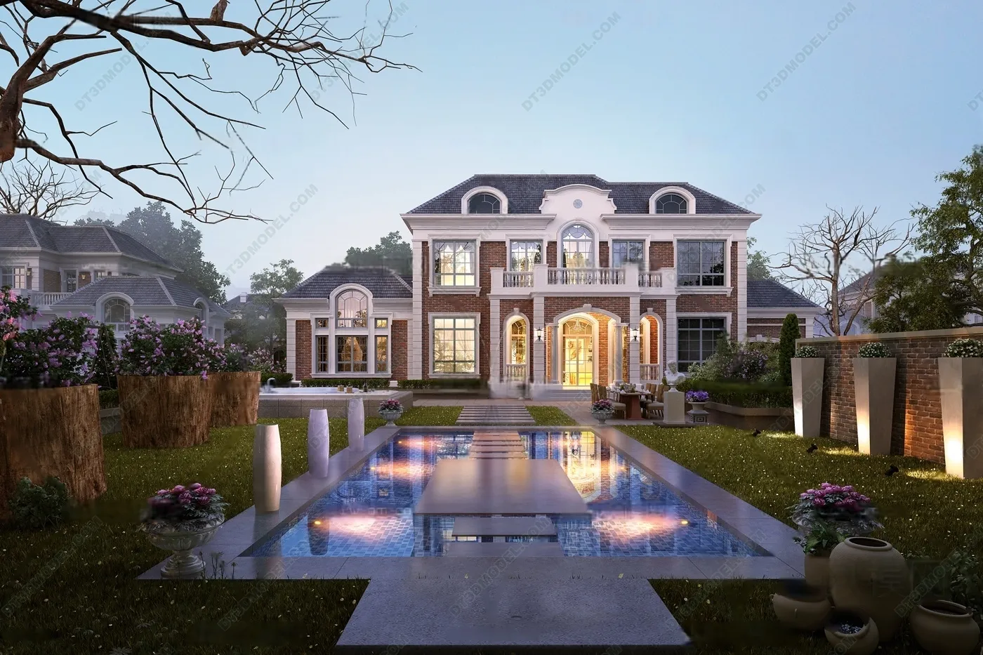 Europe Style Villa 3D Model - 3D Blocks - 039