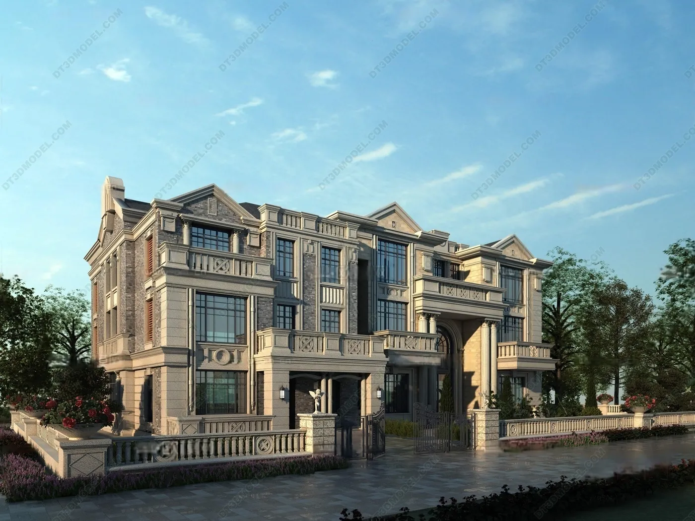 Europe Style Villa 3D Model - 3D Blocks - 042