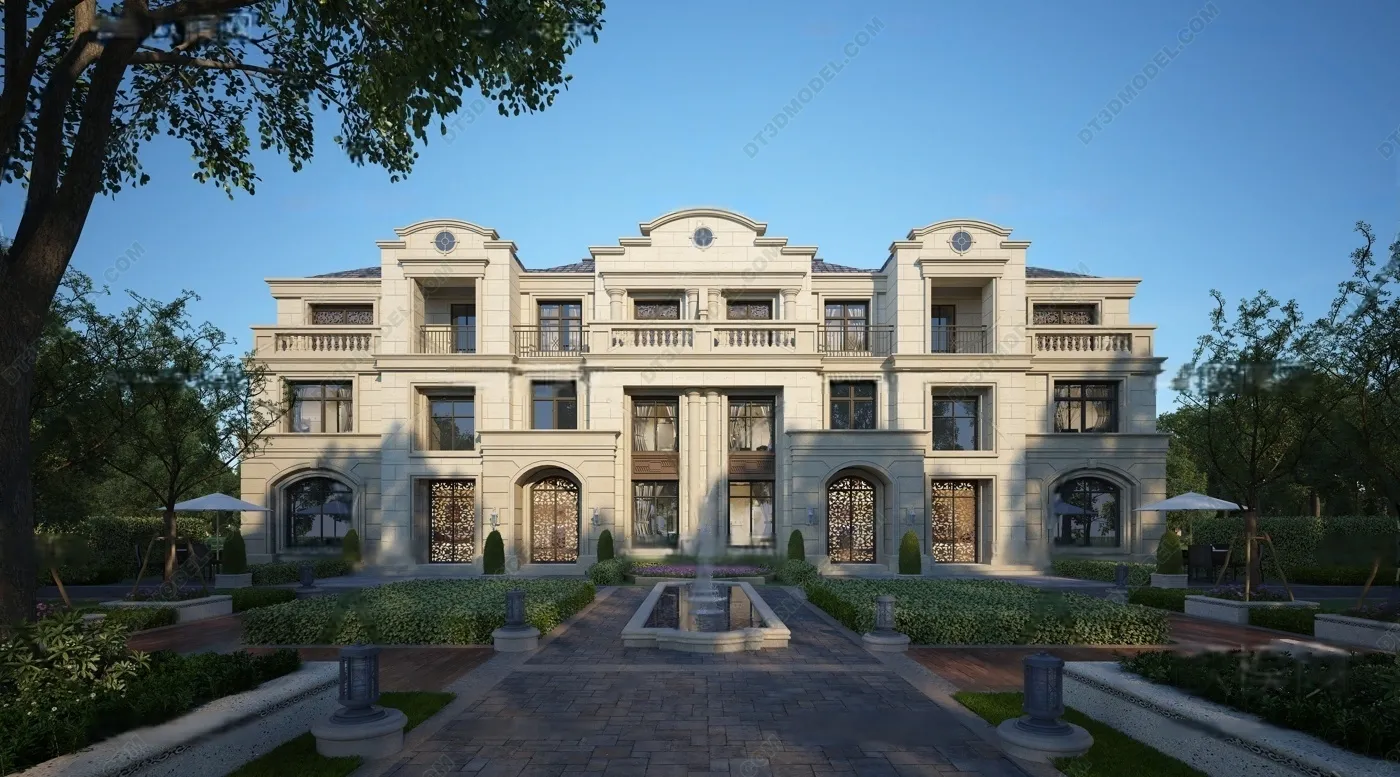Europe Style Villa 3D Model - 3D Blocks - 044
