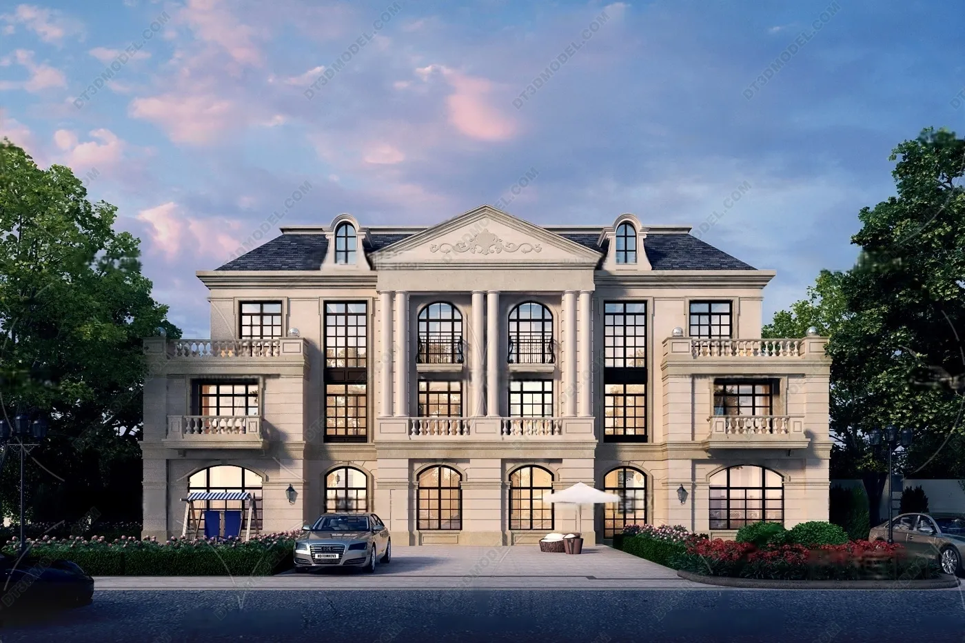 Europe Style Villa 3D Model - 3D Blocks - 047