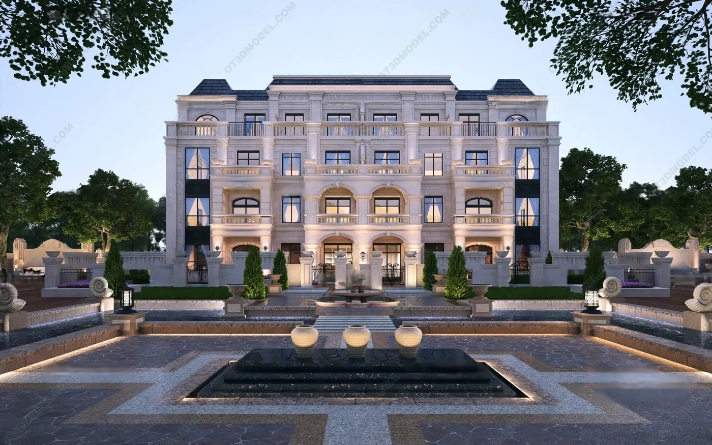 Europe Style Villa 3D Model - 3D Blocks - 049