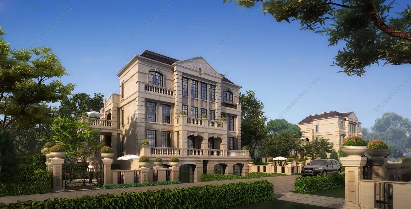 Europe Style Villa 3D Model - 3D Blocks - 052