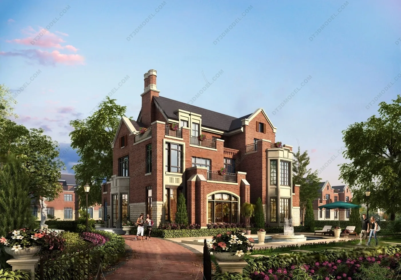 Europe Style Villa 3D Model - 3D Blocks - 059