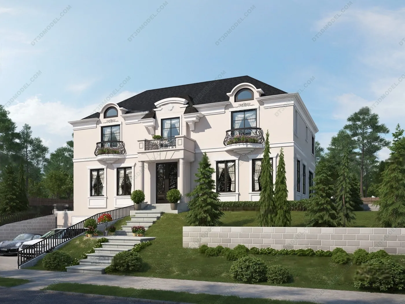 Europe Style Villa 3D Model - 3D Blocks - 061