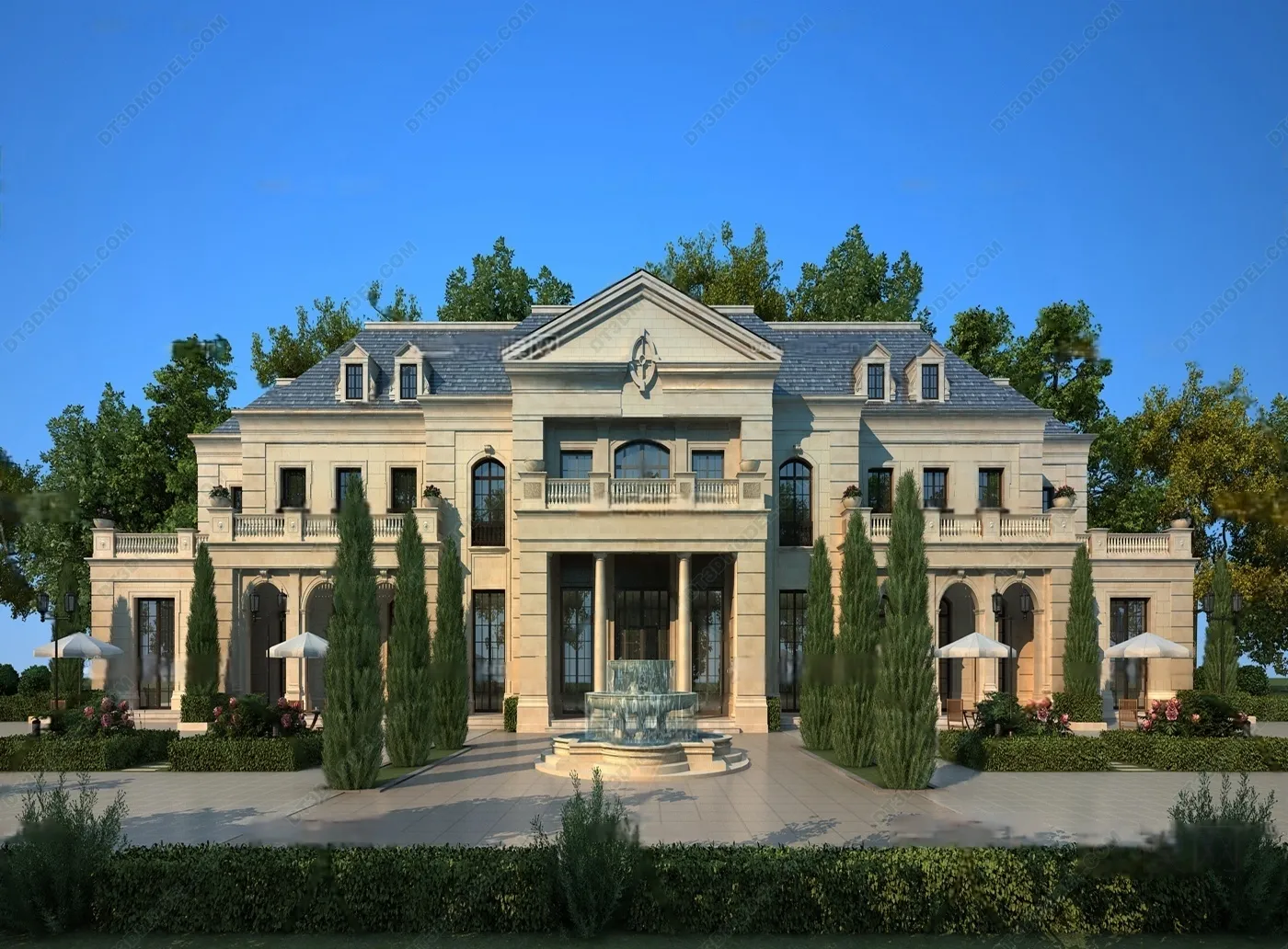 Europe Style Villa 3D Model - 3D Blocks - 064