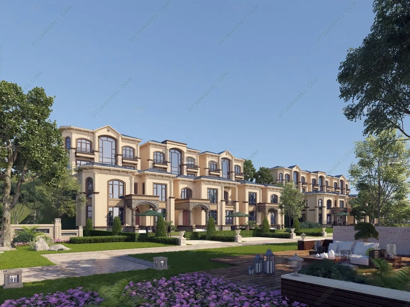 Europe Style Villa 3D Model - 3D Blocks - 074