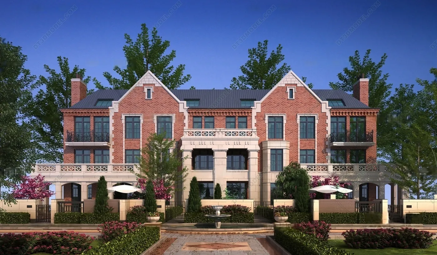 Europe Style Villa 3D Model - 3D Blocks - 078