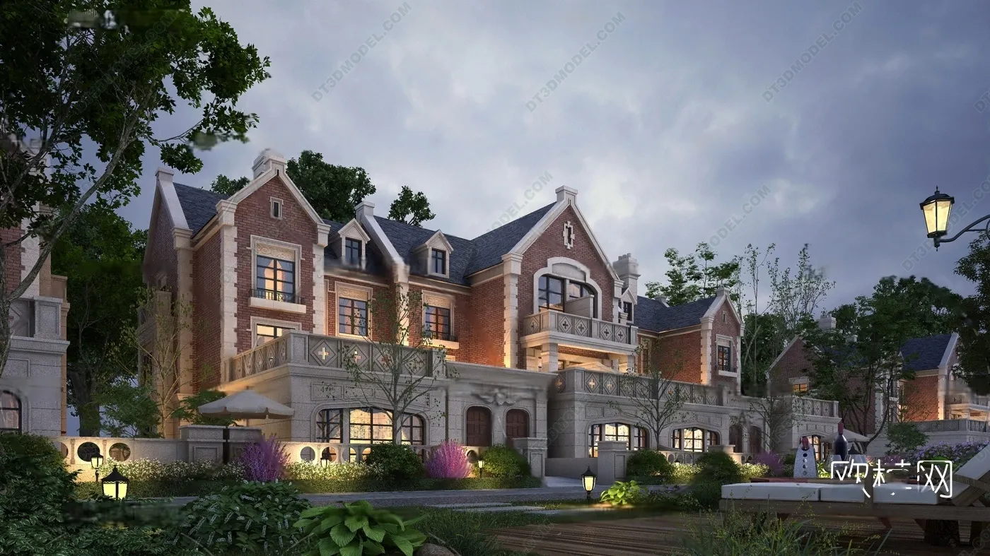 Europe Style Villa 3D Model - 3D Blocks - 079