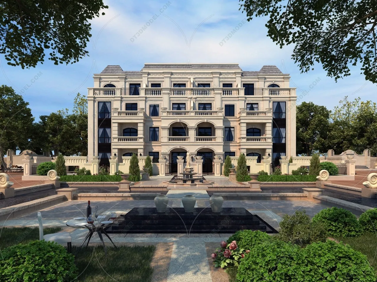 Europe Style Villa 3D Model - 3D Blocks - 080