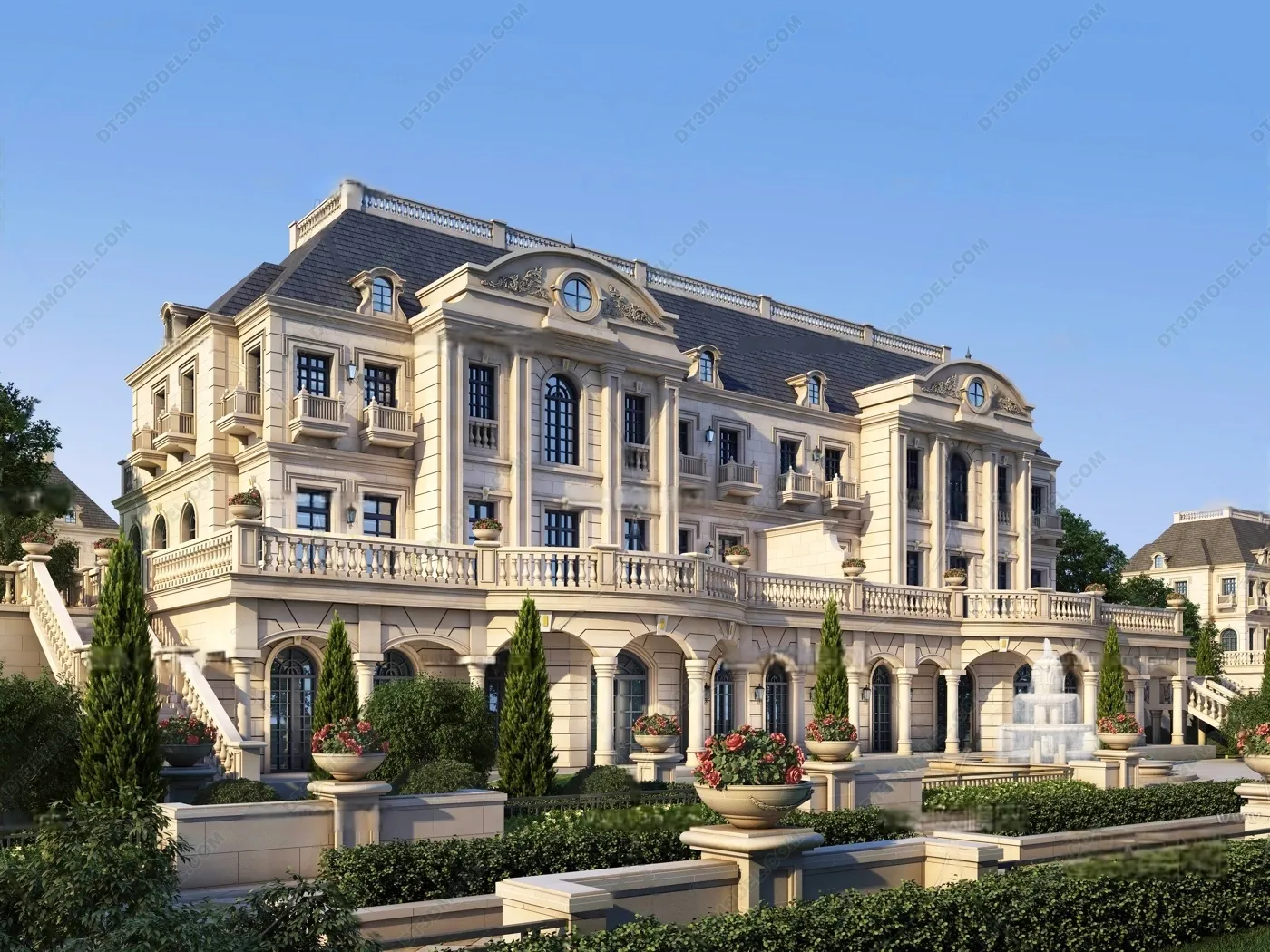 Europe Style Villa 3D Model - 3D Blocks - 082