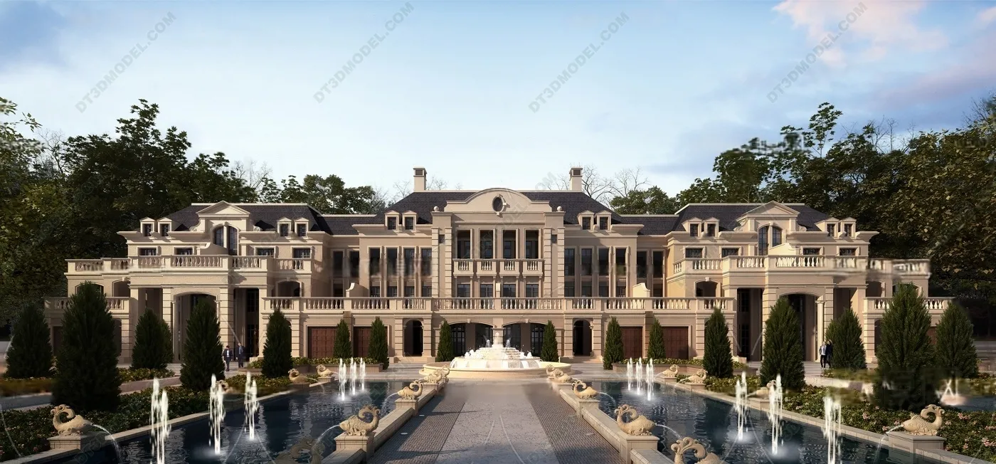 Europe Style Villa 3D Model - 3D Blocks - 085