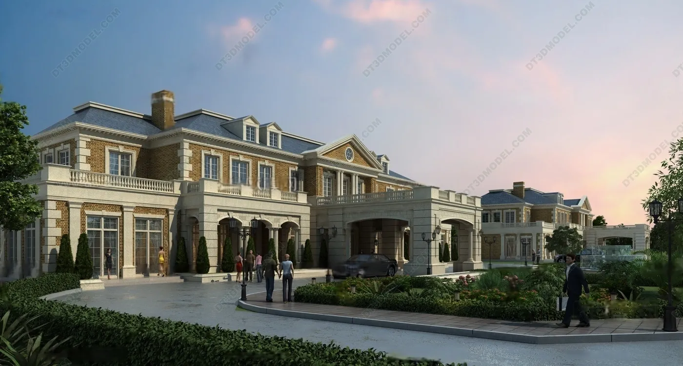 Europe Style Villa 3D Model - 3D Blocks - 086