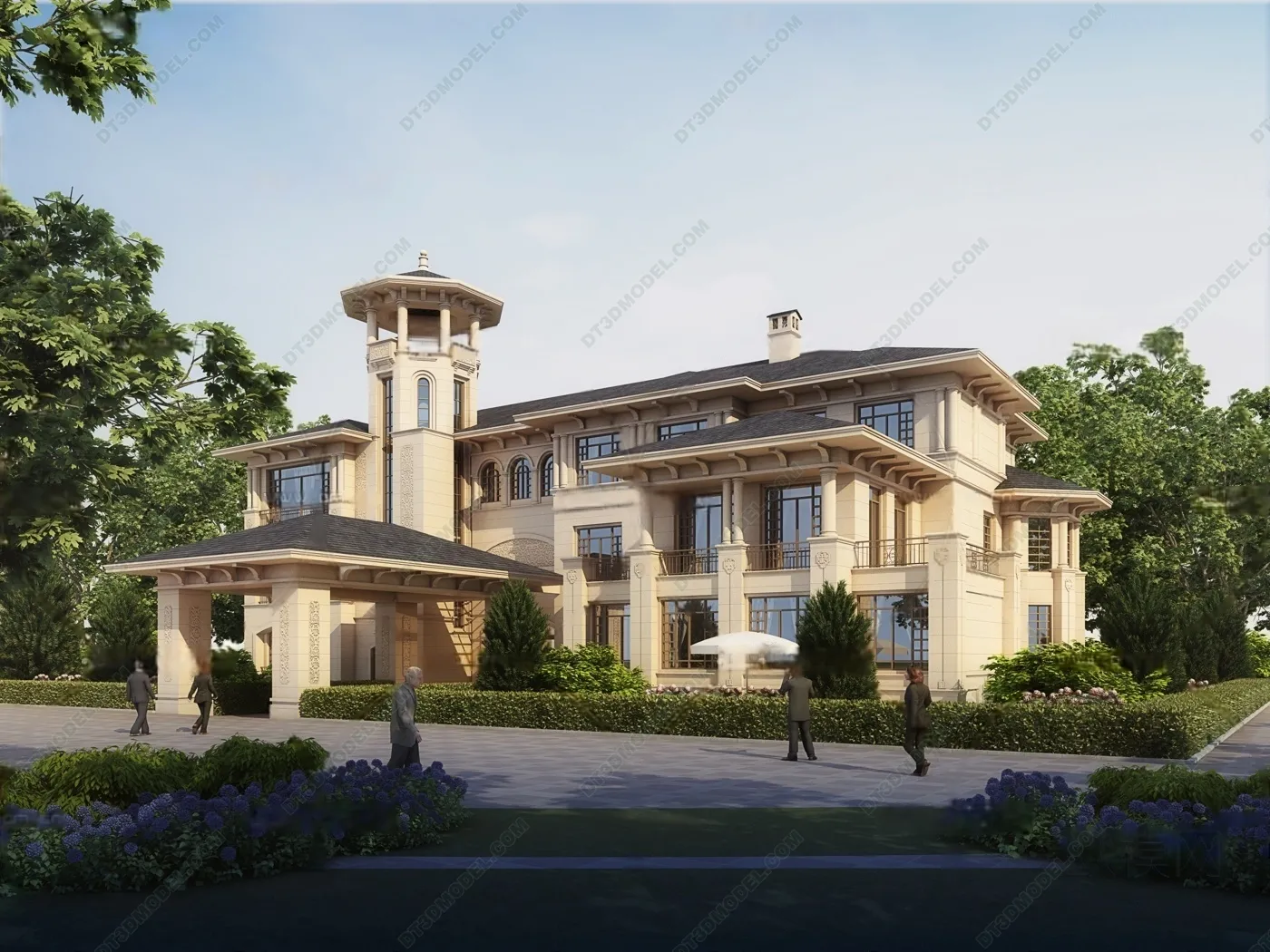 Europe Style Villa 3D Model - 3D Blocks - 087