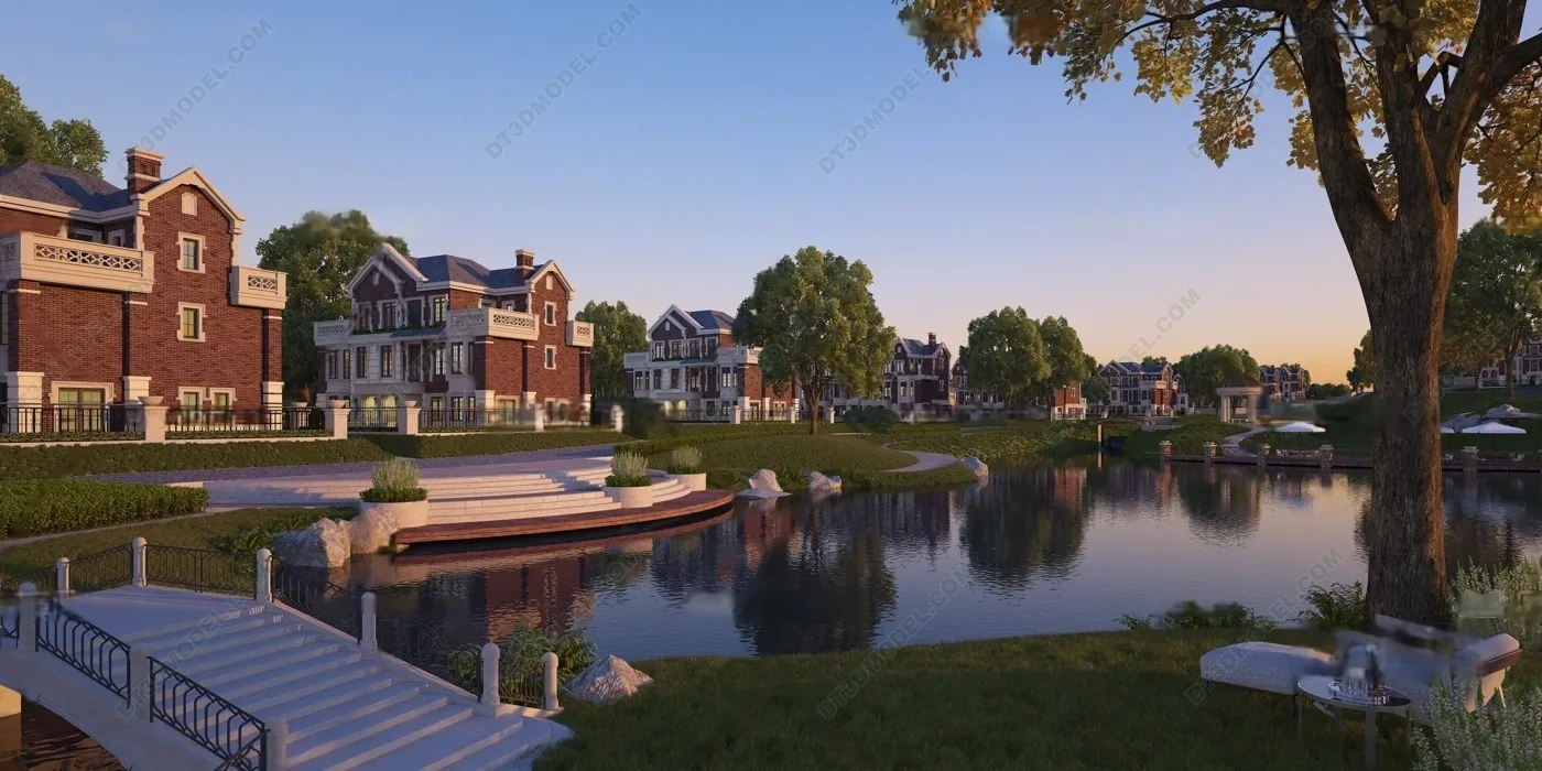 Europe Style Villa 3D Model - 3D Blocks - 088