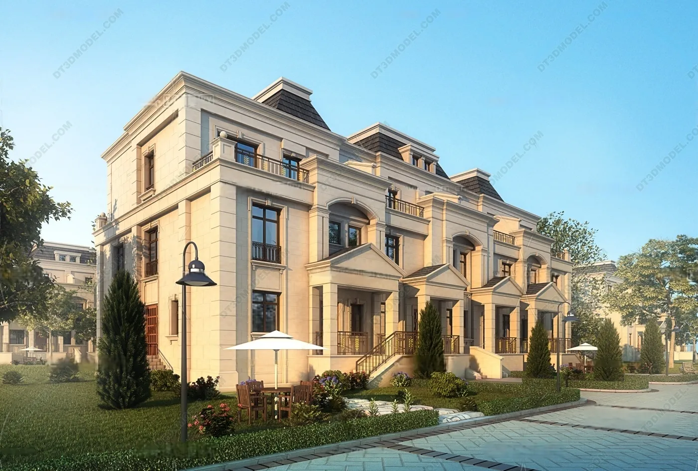 Europe Style Villa 3D Model - 3D Blocks - 091