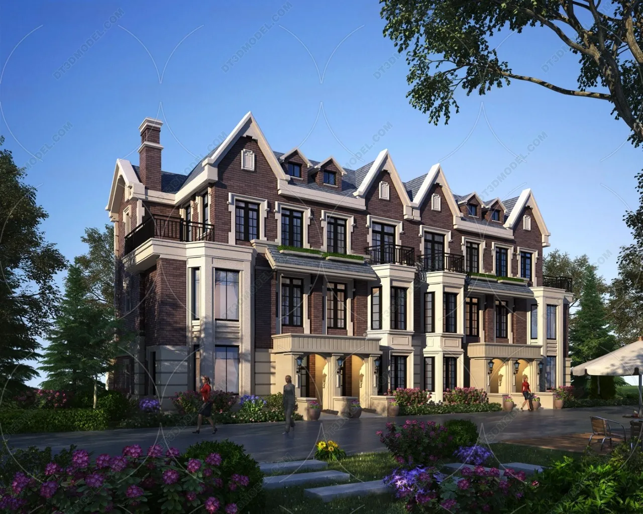 Europe Style Villa 3D Model - 3D Blocks - 095