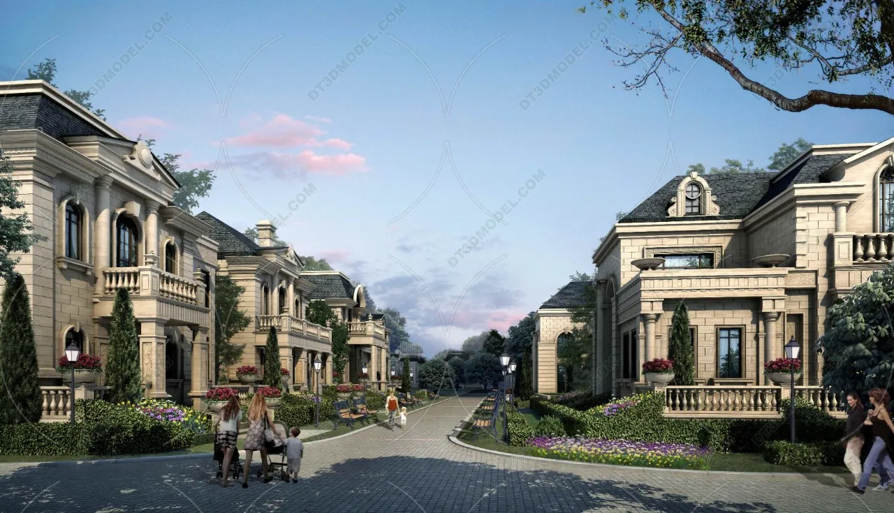 Europe Style Villa 3D Model - 3D Blocks - 097