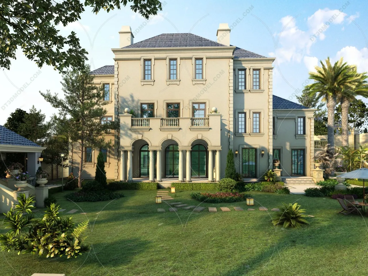 Europe Style Villa 3D Model - 3D Blocks - 098