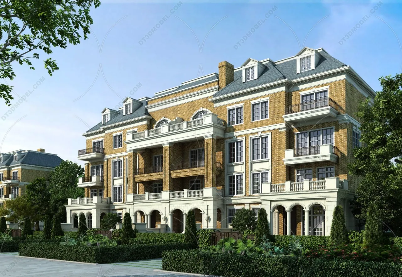 Europe Style Villa 3D Model - 3D Blocks - 099