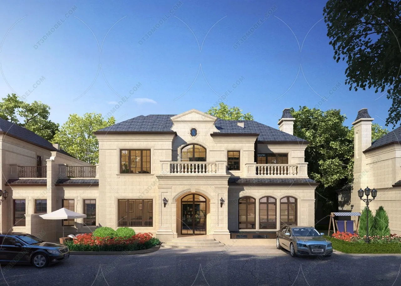Europe Style Villa 3D Model - 3D Blocks - 102