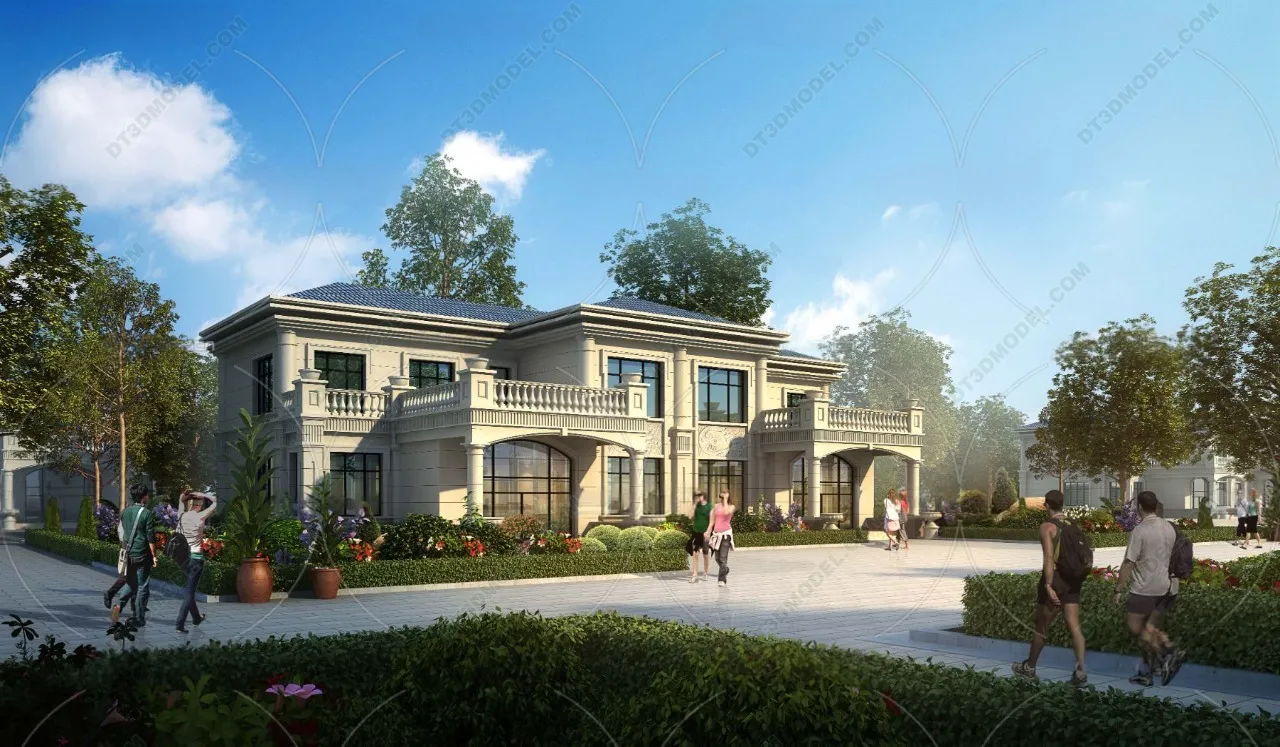 Europe Style Villa 3D Model - 3D Blocks - 106