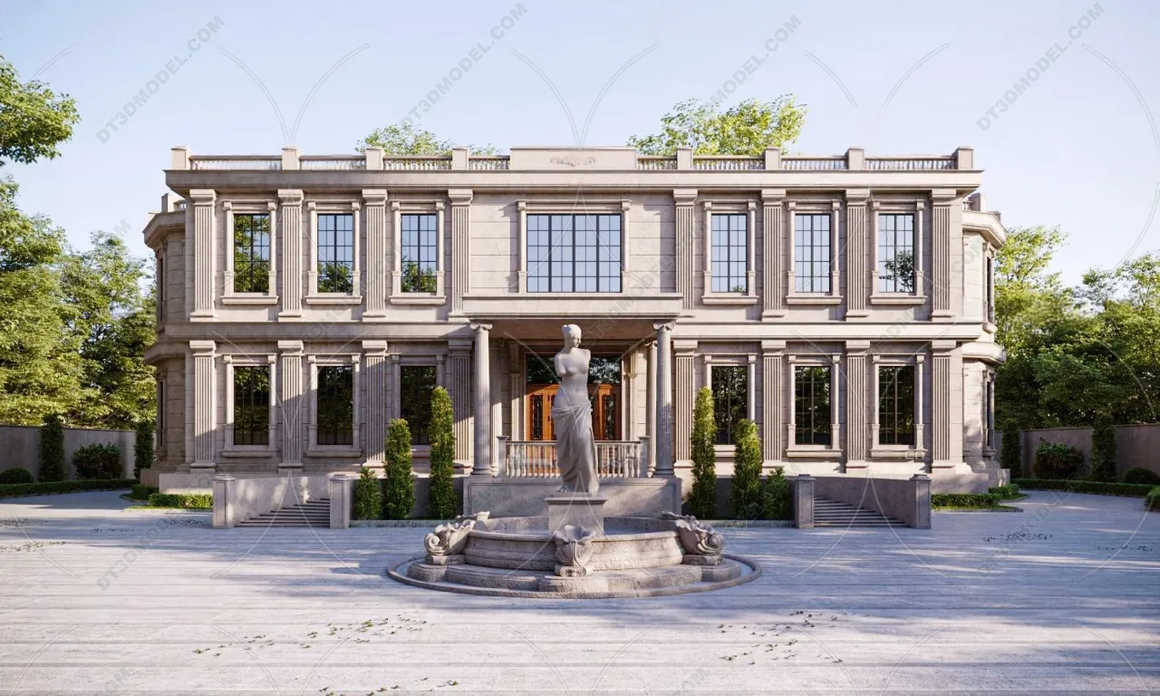 Europe Style Villa 3D Model - 3D Blocks - 107