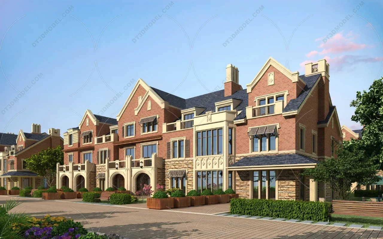 Europe Style Villa 3D Model - 3D Blocks - 108