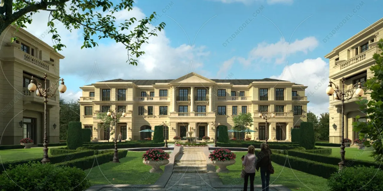 Europe Style Villa 3D Model - 3D Blocks - 110