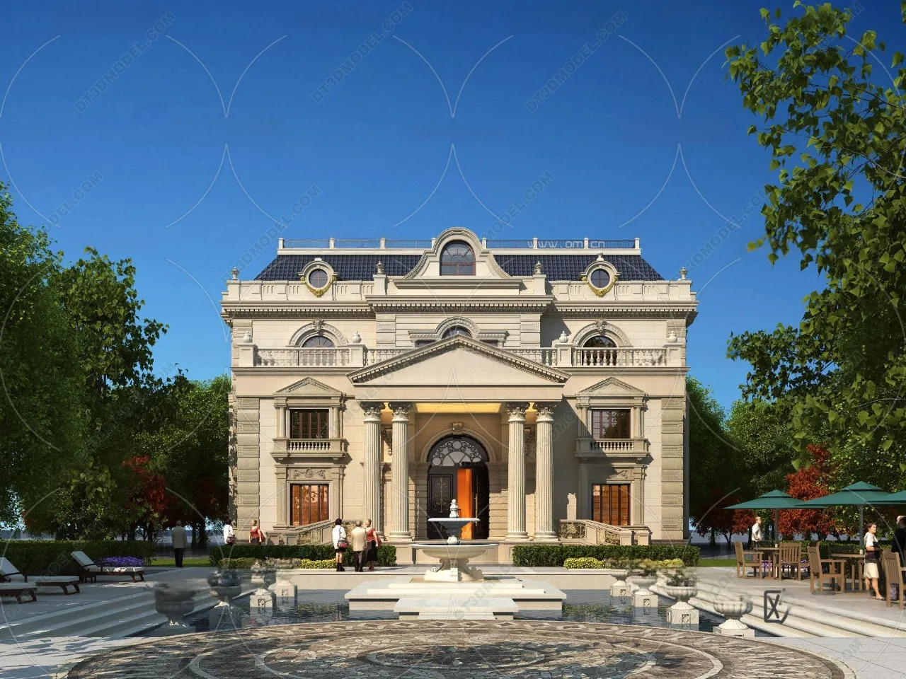 Europe Style Villa 3D Model - 3D Blocks - 111