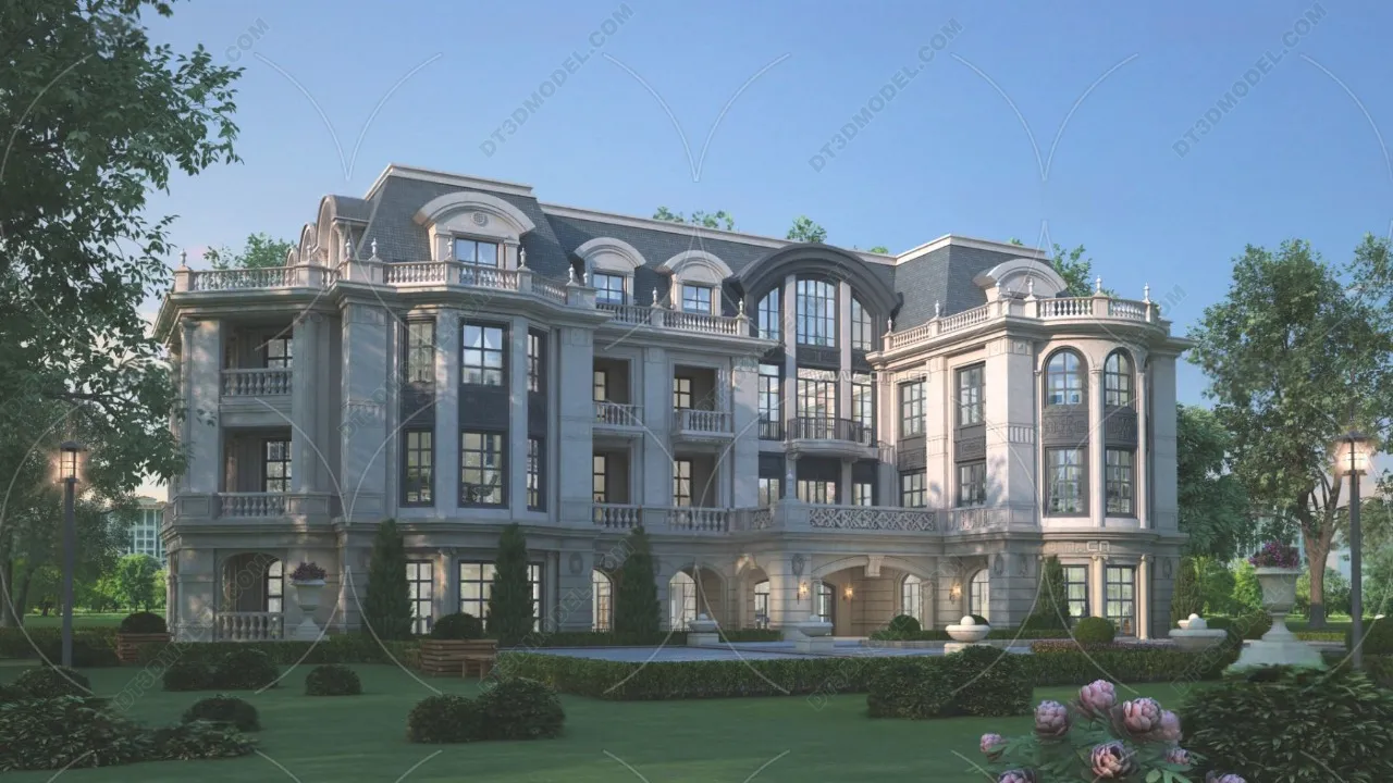 Europe Style Villa 3D Model - 3D Blocks - 112