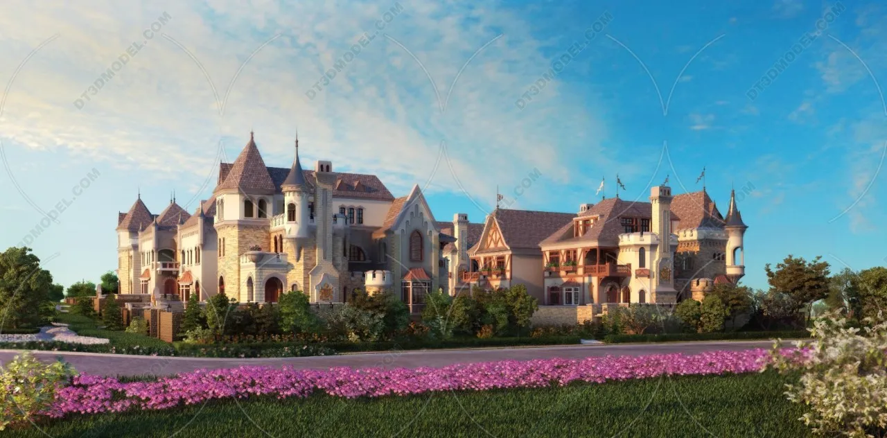 Europe Style Villa 3D Model - 3D Blocks - 117