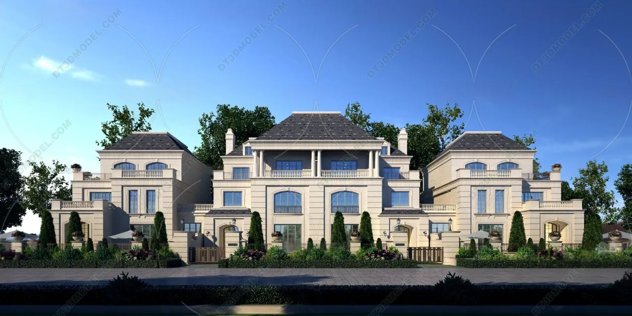 Europe Style Villa 3D Model - 3D Blocks - 121