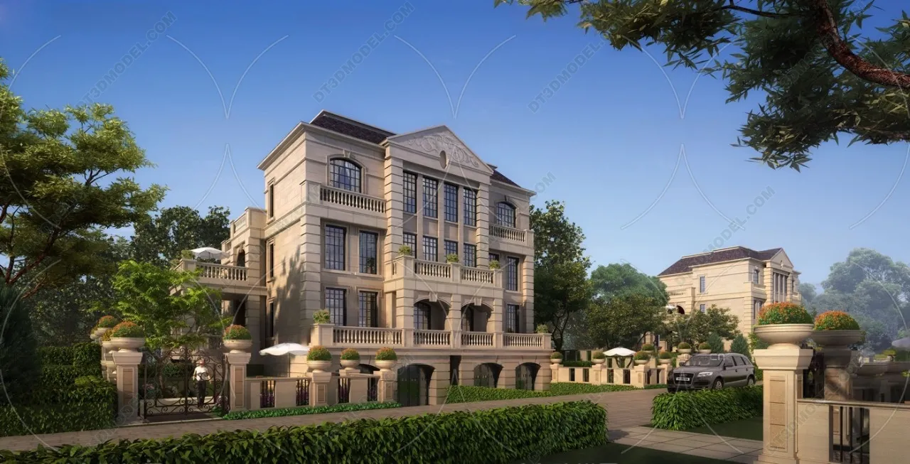 Europe Style Villa 3D Model - 3D Blocks - 126