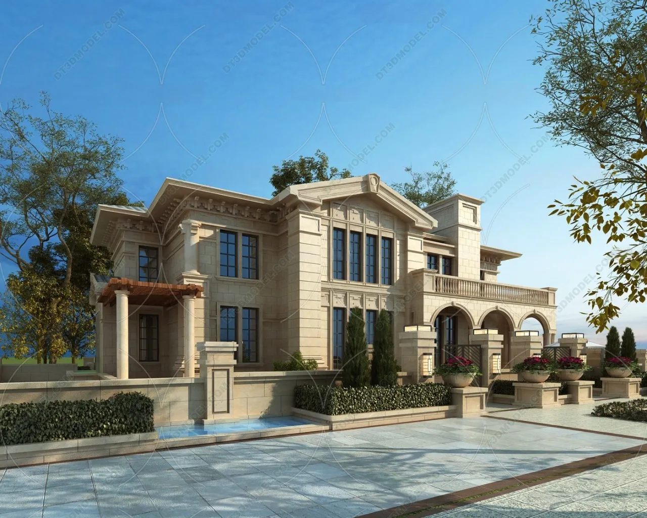 Europe Style Villa 3D Model - 3D Blocks - 129