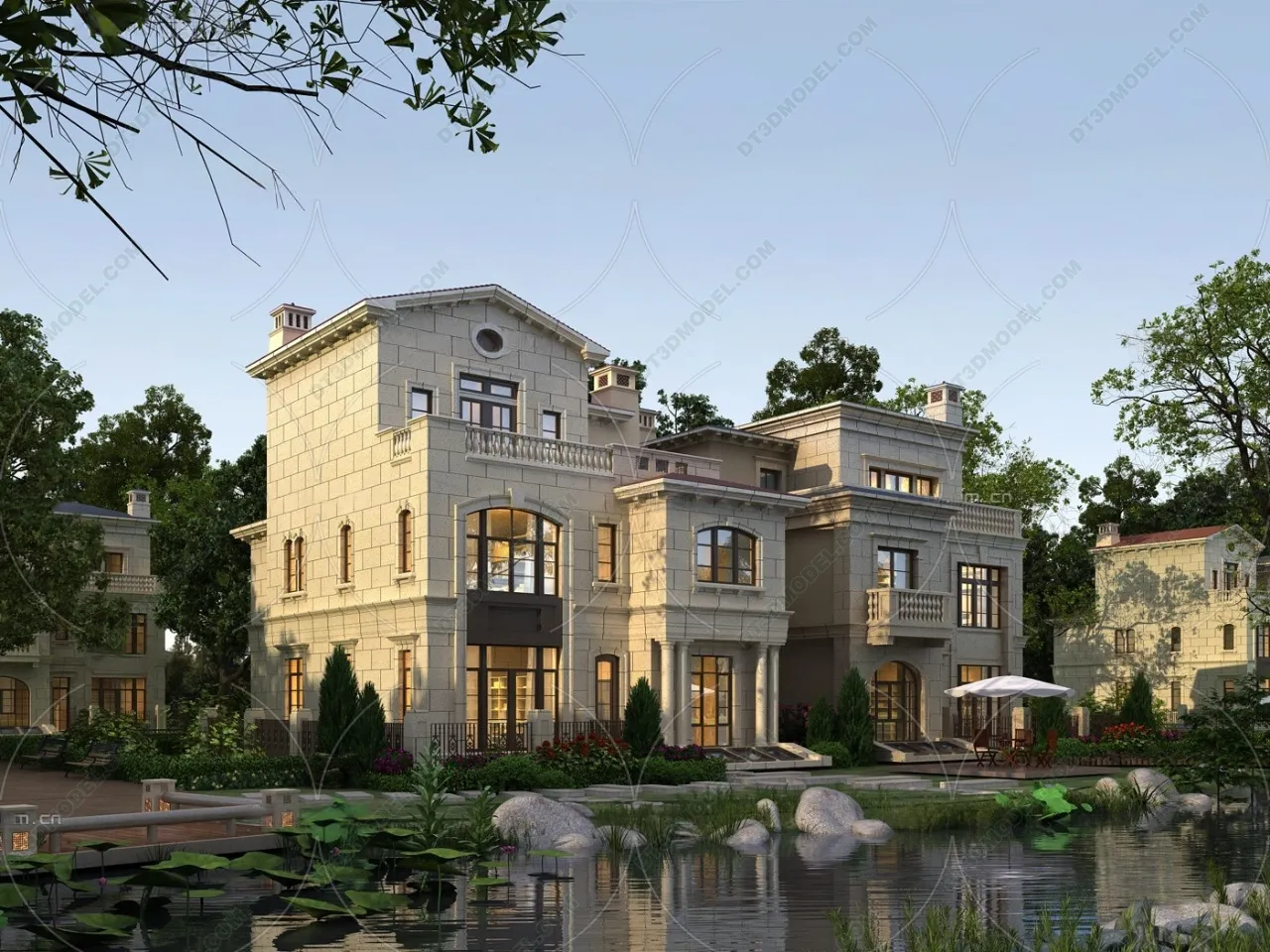 Europe Style Villa 3D Model - 3D Blocks - 130