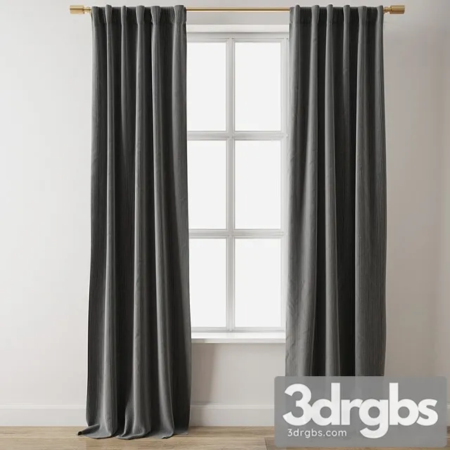 European flax linen graduated stripe curtain-west elm