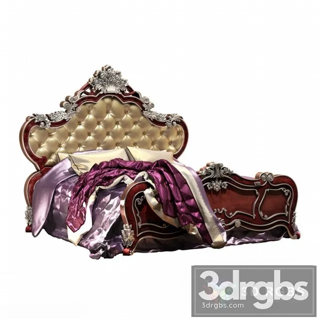 European Luxury King Size Wooden Bed 3D Model Free