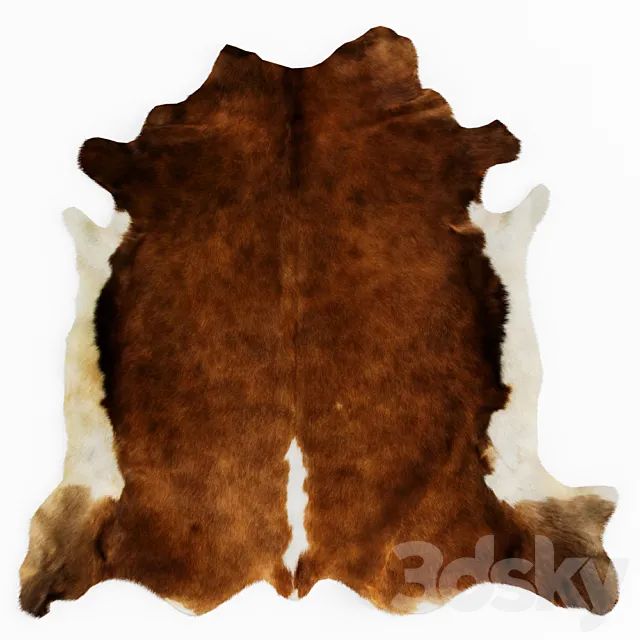 European Rug Cowhide Brown and White 3D Model