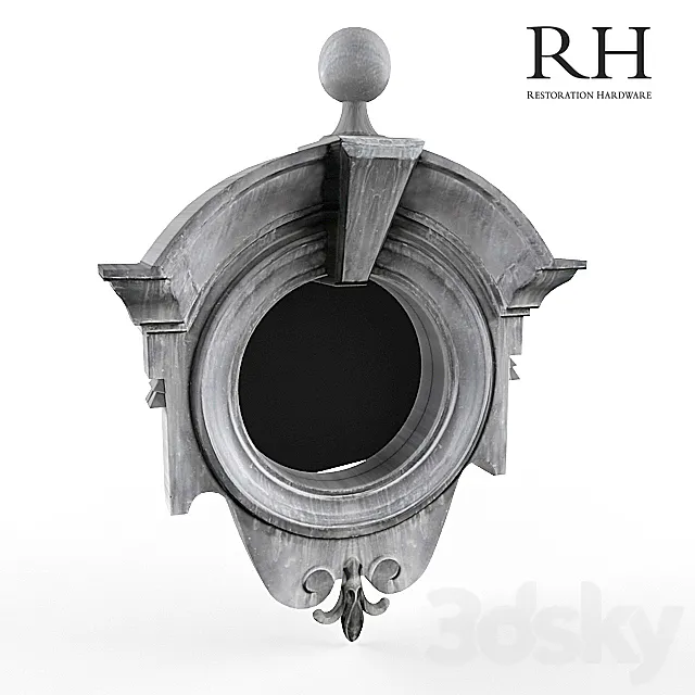 European Zinc Dormer Mirror Fleur-de-Lis 3D Model