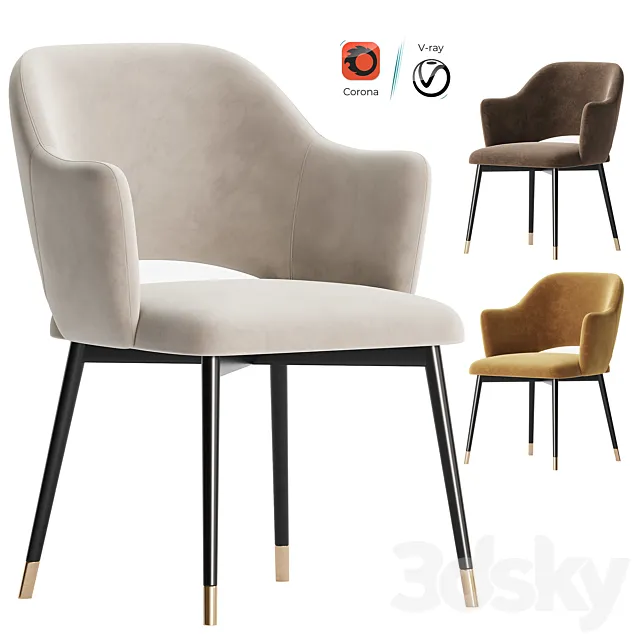 Eva Carver Dining Chair 3D Model