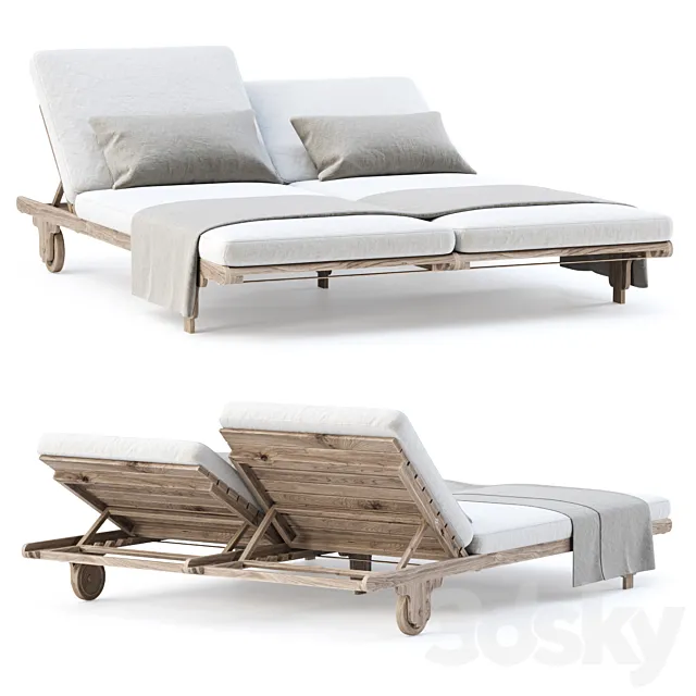 Eva double chaise lounge EV22 by Bpoint Design _ Garden chaise lounger 3D Model