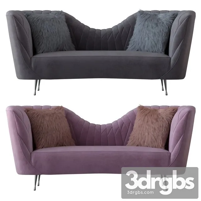 Eva Velvet Sofa 01 3D Model Free
