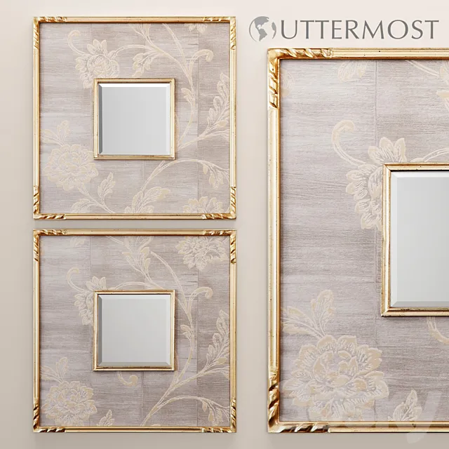 Evelyn Square Mirror. luxury. golden. decorative. frame. Uttermost. wall decor. decorative. interior. mirror 3DModel