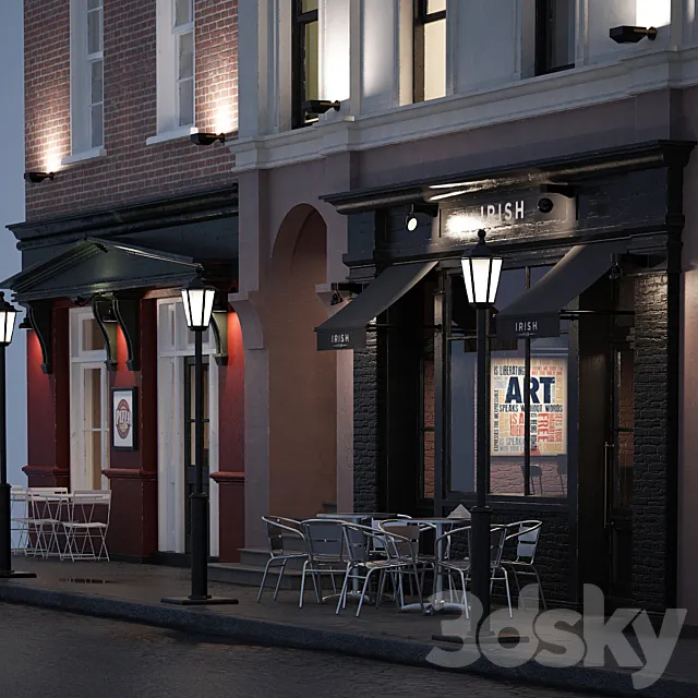 Evening facade for the background 3DModel