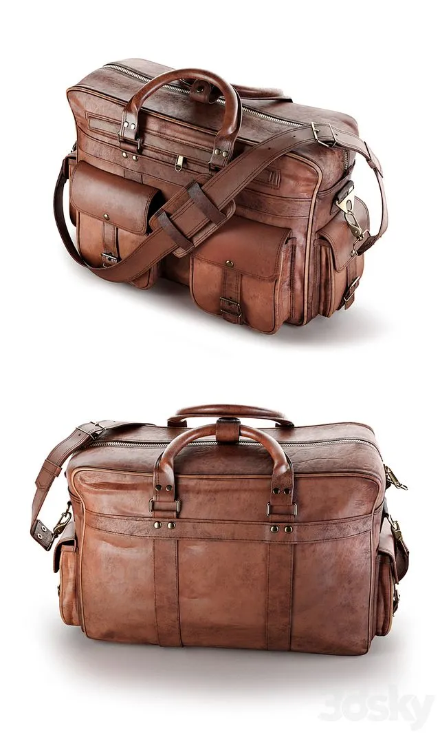 Everett Large Leather Pilot Briefcase Bag 3D Model