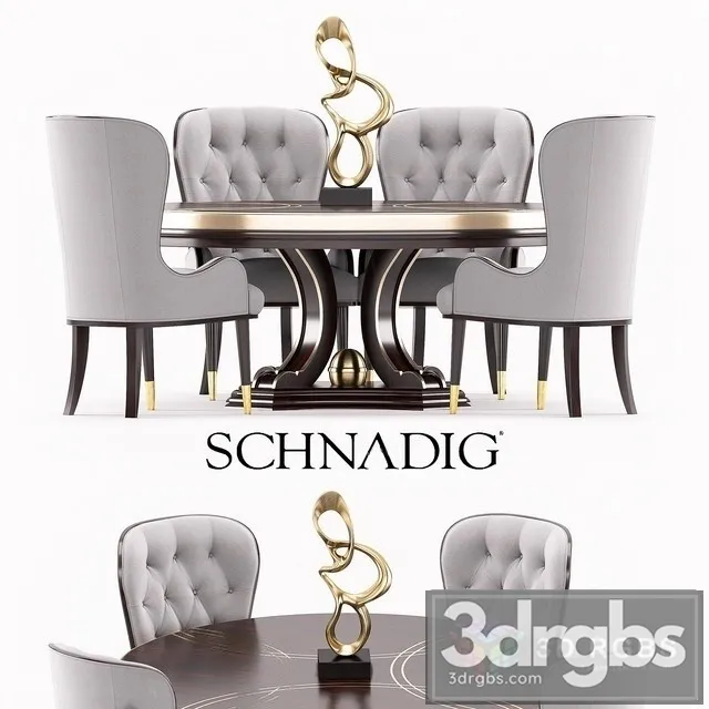 Everly Dinning Set 3D Model Free