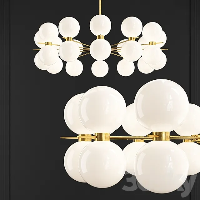 Exceptional Large Murano Glass and Brass Chandelier 3D Model
