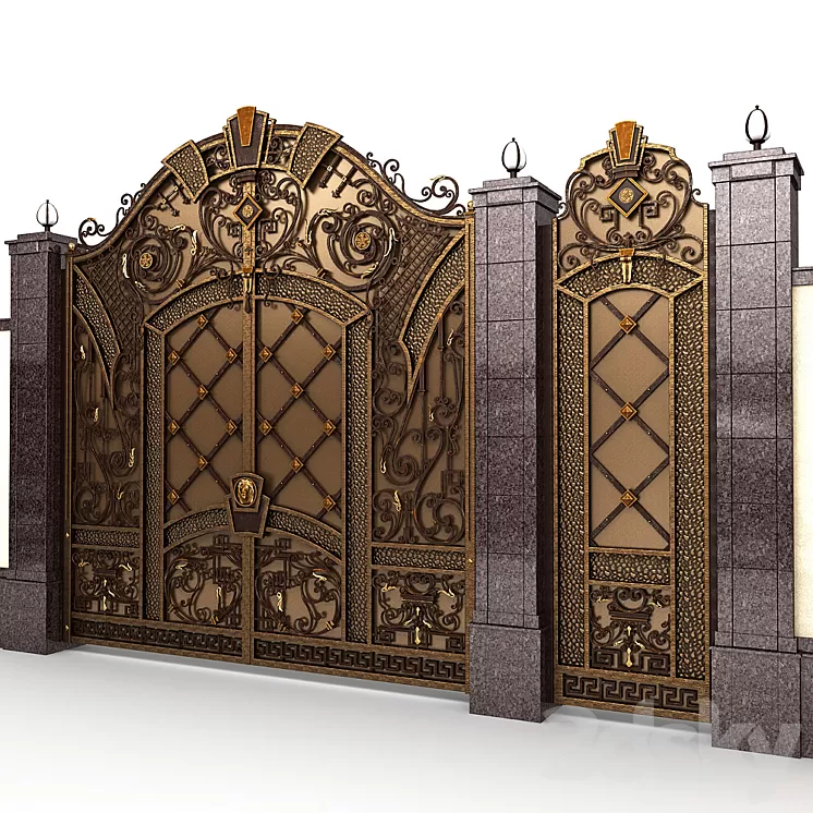 Exclusive gate with wicket door 3D Model
