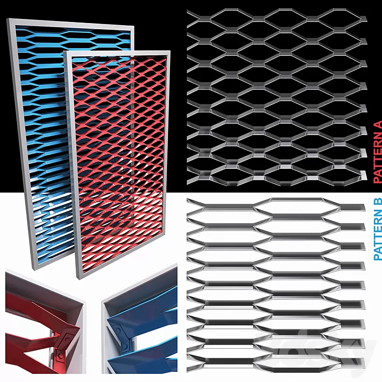 Expanded metal stainless (2 variety) 3D Model