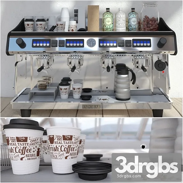 Expobar 4 group megacrem coffee machine 3D Model Free